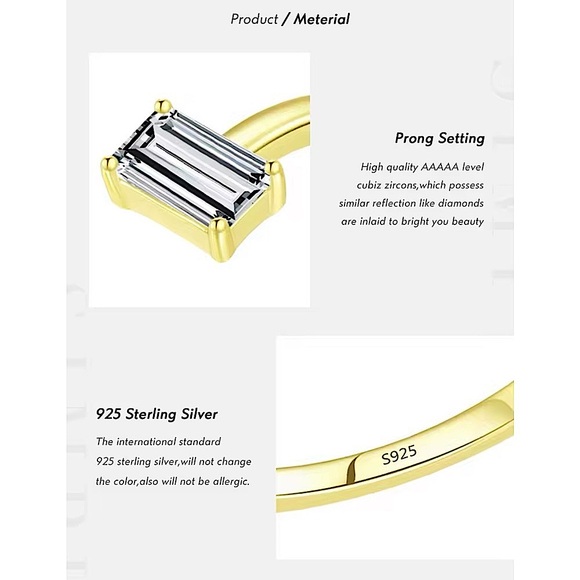 NEW Gold Filled Ring, Baguette & Marquise Cut Simulated Diamond Adjustable Band‎ - Picture 5 of 16